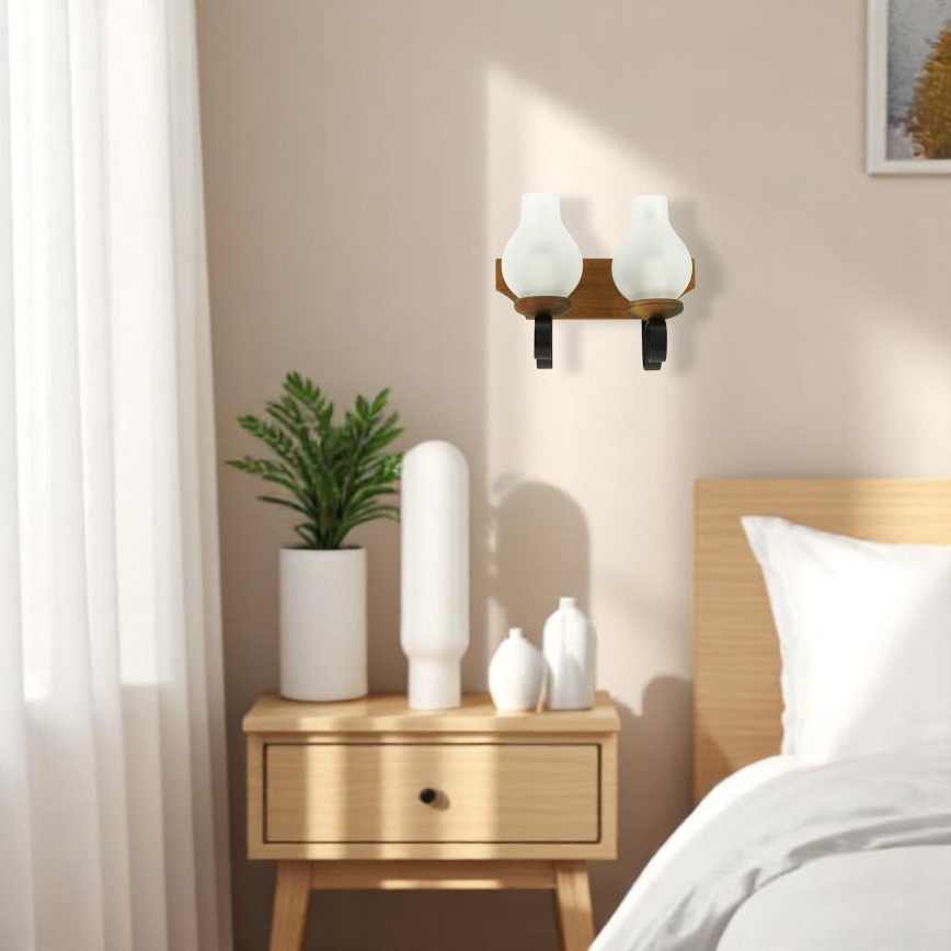 Fali lámpa VELA 2xE14/40W/230V bükkfa