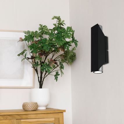 Fali lámpa WALL 2xGU10/8W/230V fekete/fényes króm