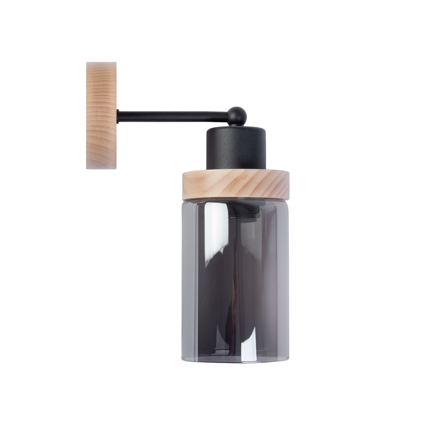 Fali lámpa WOODNEST 1xE27/15W/230V fenyő/füstös fekete