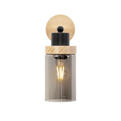 Fali lámpa WOODNEST 1xE27/15W/230V fenyő/füstös fekete