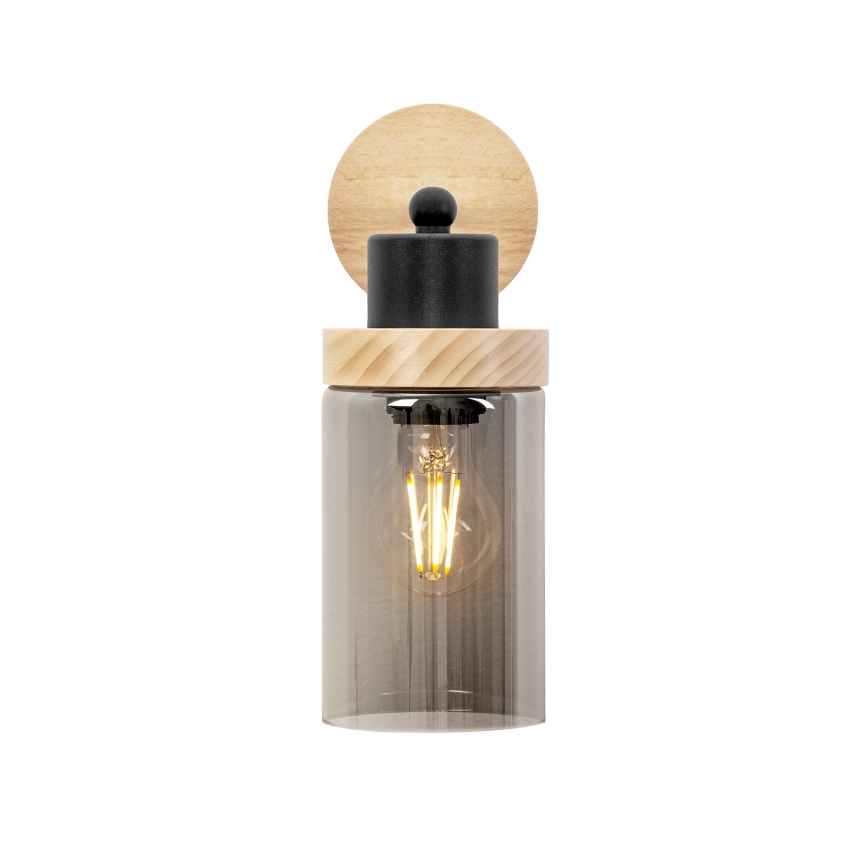 Fali lámpa WOODNEST 1xE27/15W/230V fenyő/füstös fekete