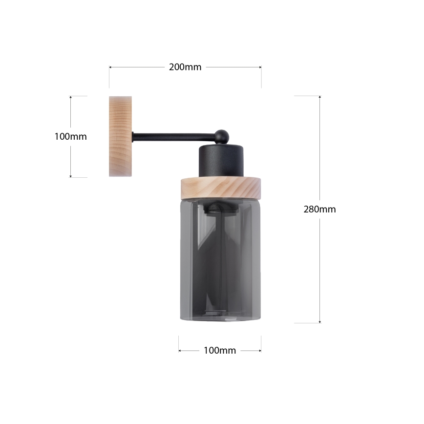 Fali lámpa WOODNEST 1xE27/15W/230V fenyő/füstös fekete