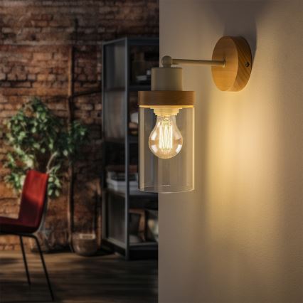 Fali lámpa WOODNEST 1xE27/15W/230V fenyő/krémszínű
