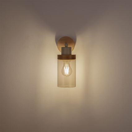 Fali lámpa WOODNEST 1xE27/15W/230V fenyő/krémszínű