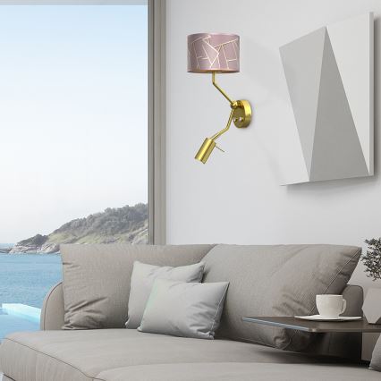 Fali lámpa ZIGGY 1xE27/40W/230V + 1xGU10/MR11/7W rózsaszín/arany