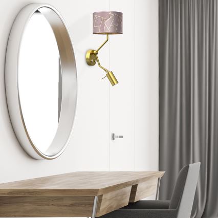 Fali lámpa ZIGGY 1xE27/40W/230V + 1xGU10/MR11/7W rózsaszín/arany