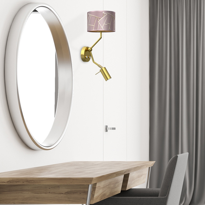 Fali lámpa ZIGGY 1xE27/40W/230V + 1xGU10/MR11/7W rózsaszín/arany