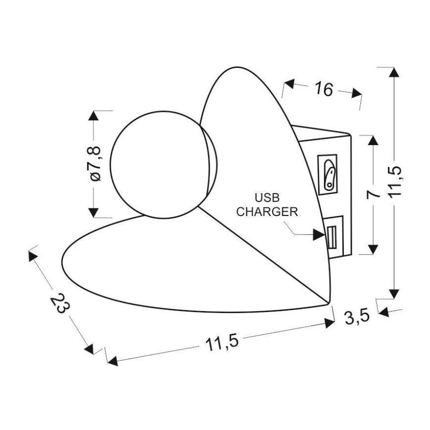 Fali LED lámpa töltővel ZENIT LED/4W/230V