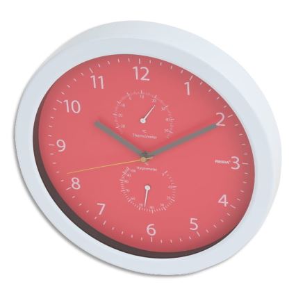 Fali óra hőmérővel és páratartalom mérővel 1xAA piros