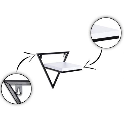 Fali polc 20x20 cm fekete/fehér