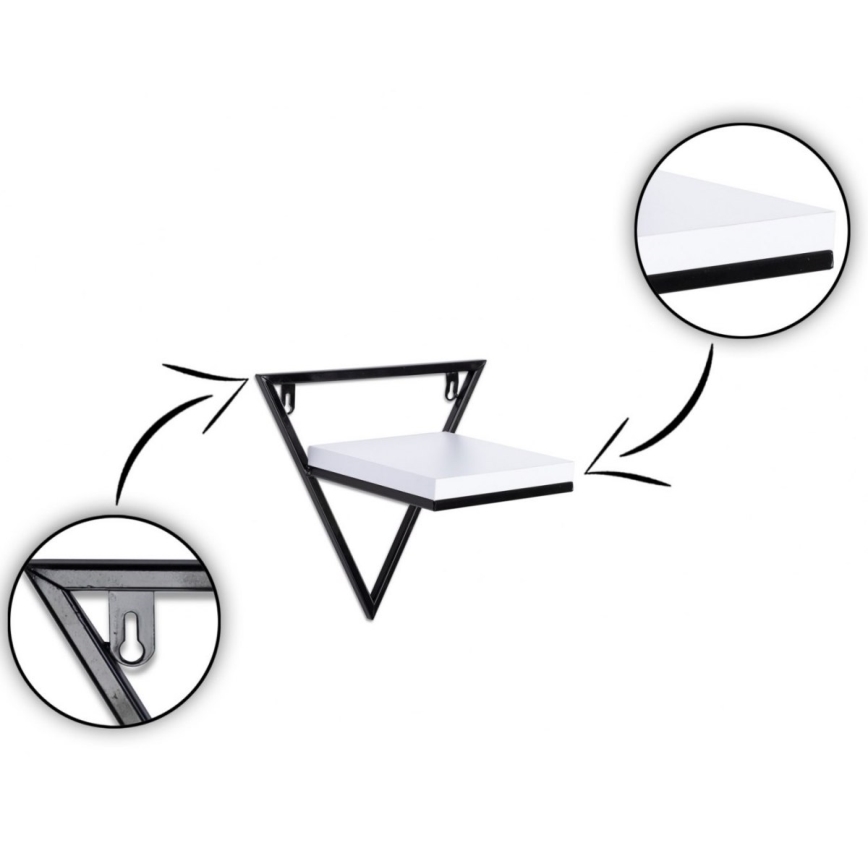 Fali polc 20x20 cm fekete/fehér