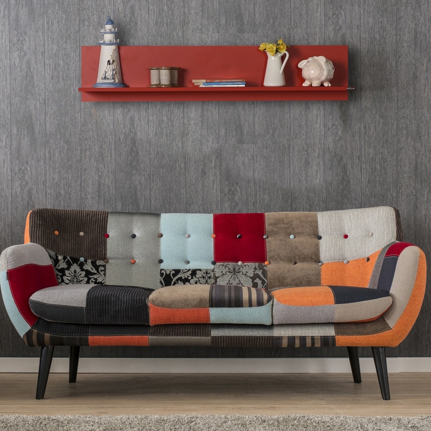 Fali polc 25x120 cm piros