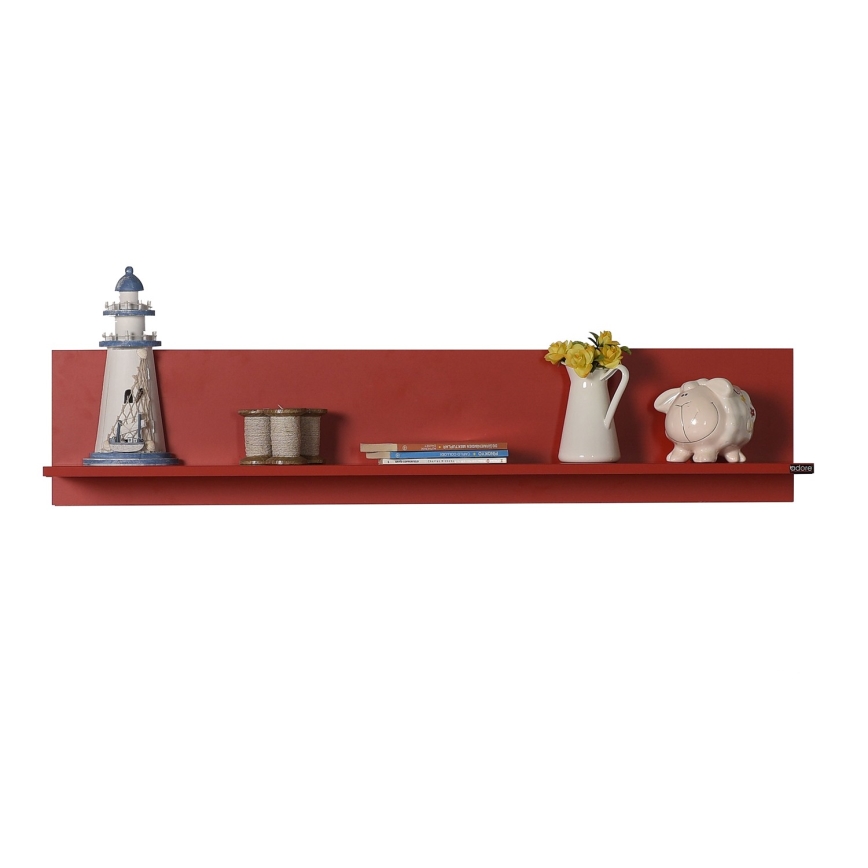 Fali polc 25x120 cm piros