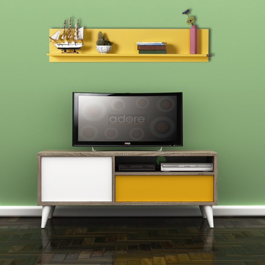 Fali polc 25x120 cm sárga