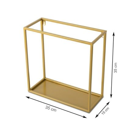 Fali polc 35x35 cm arany színben