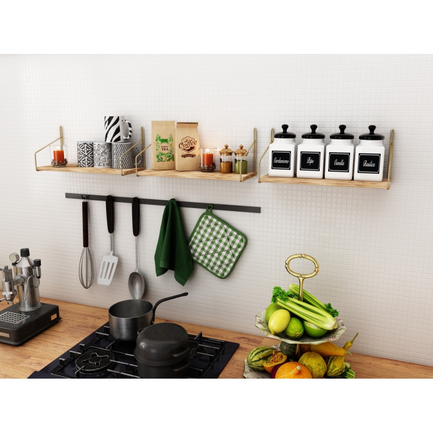 Fali polc 45x16 cm tölgy/arany