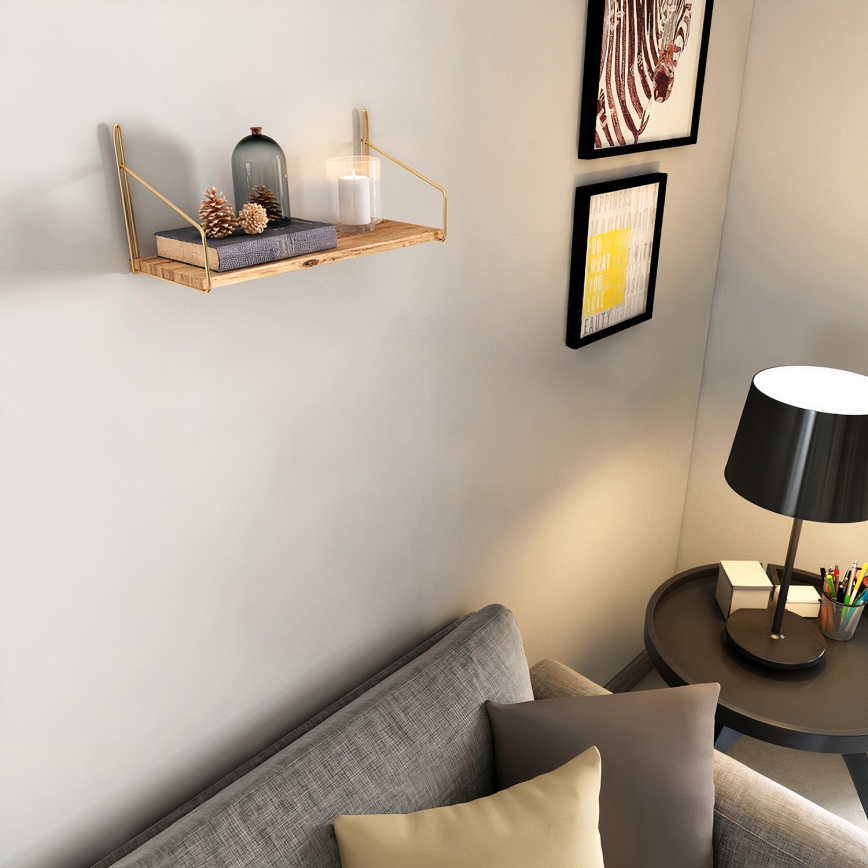 Fali polc 45x16 cm tölgy/arany