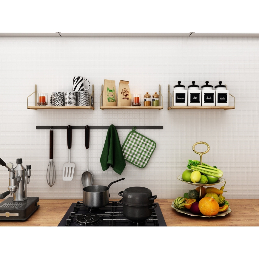 Fali polc 45x16 cm tölgy/arany