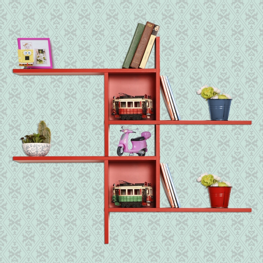 Fali polc 50x100 cm piros