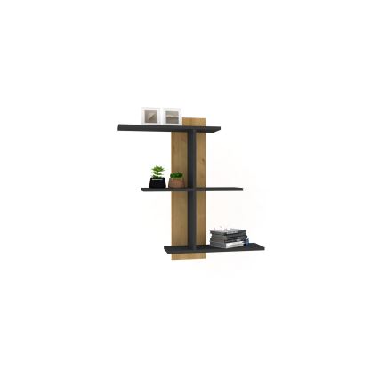 Fali polc BAHRO 90x111 cm antracit/barna