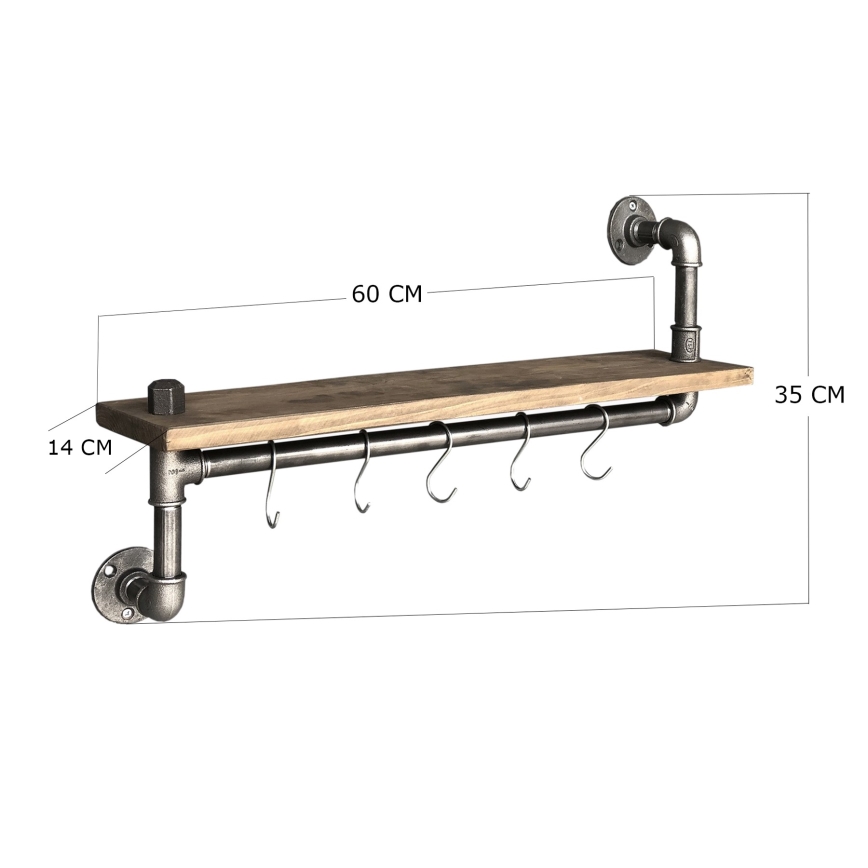 Fali polc BORURAF 35x60 cm fenyő