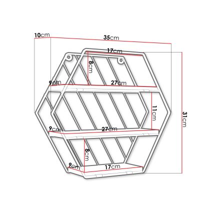 Fali polc CARLO 31x35 cm fekete/bézs