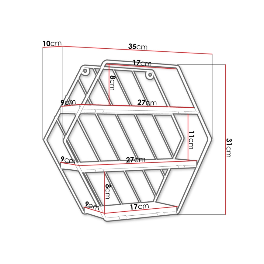 Fali polc CARLO 31x35 cm fekete/bézs