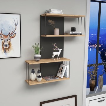 Fali polc DESTAN 65x96x19 cm antracit/barna