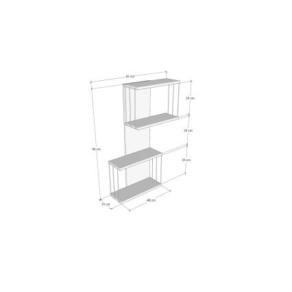 Fali polc DESTAN 65x96x19 cm antracit/barna