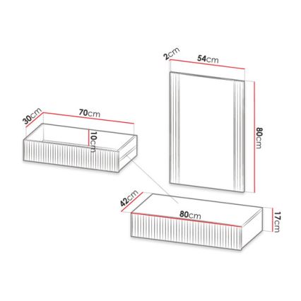Fali polc + fali tükör WITH tölgy wotan