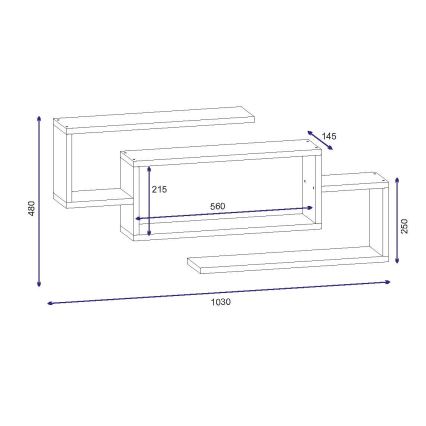 Fali polc JANISON 48x103 cm fehér