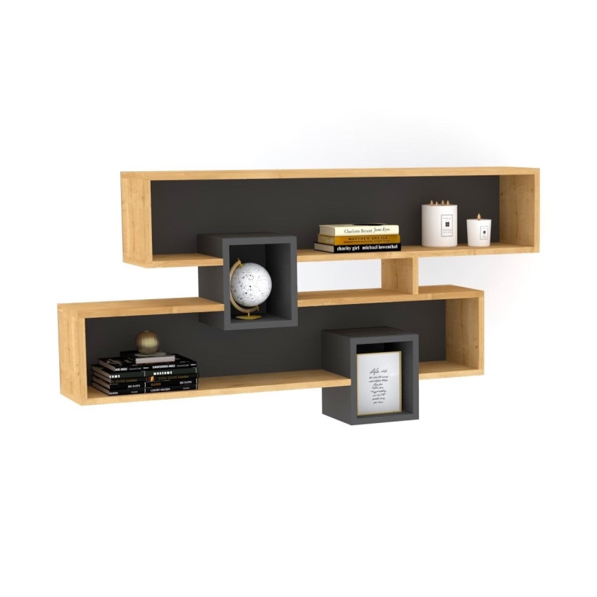Fali polc KAREN 120x72,2 cm barna/antracit