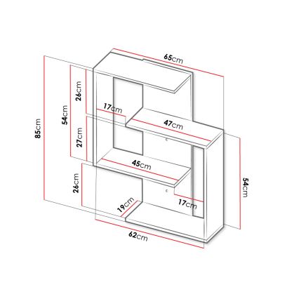 Fali polc MORIKO 85x65 cm fehér/sonoma tölgy