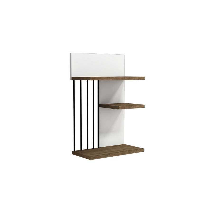 Fali polc NEZMA 60x40 cm fehér/barna/fekete