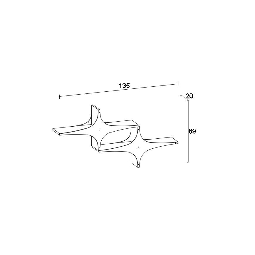 Fali polc SUSEN 69x135 cm fehér/fekete