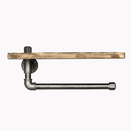 Fali polc törölközőtartóval BORURAF 16x40 cm fenyő/fekete