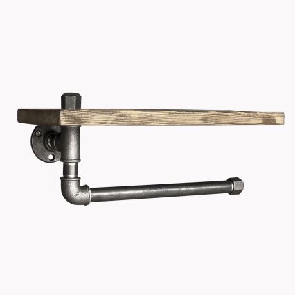 Fali polc törölközőtartóval BORURAF 16x40 cm fenyő/fekete