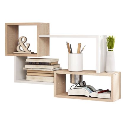 Fali polc TRIO 54x87 cm sonoma tölgy/fehér