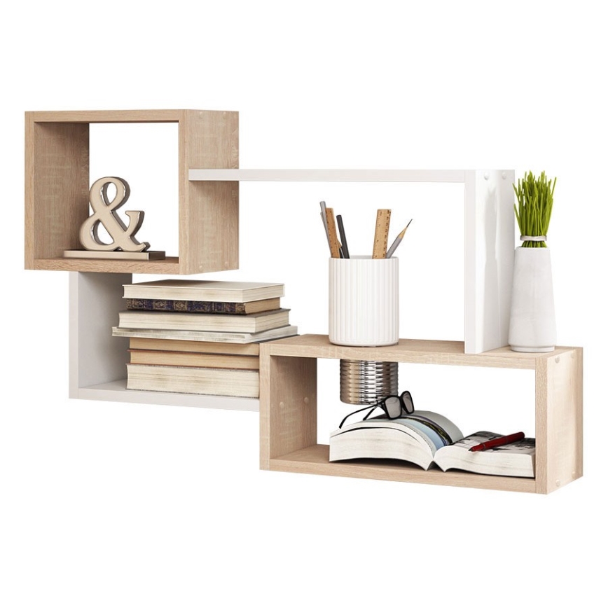 Fali polc TRIO 54x87 cm sonoma tölgy/fehér