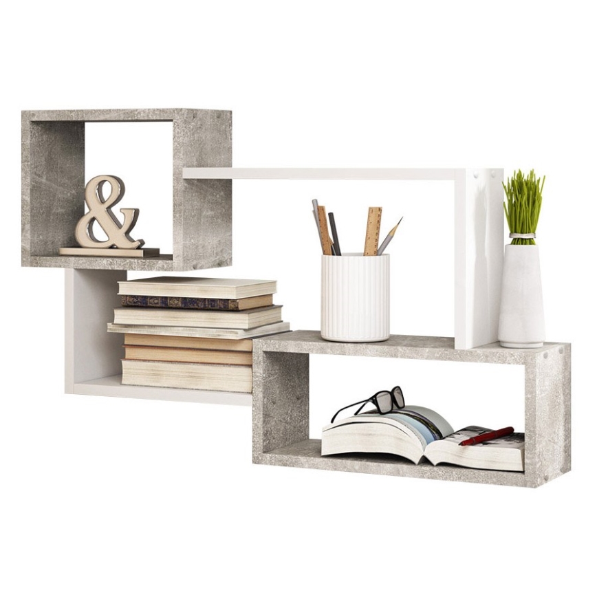 Fali polc TRIO 54x87 cm szürke/fehér