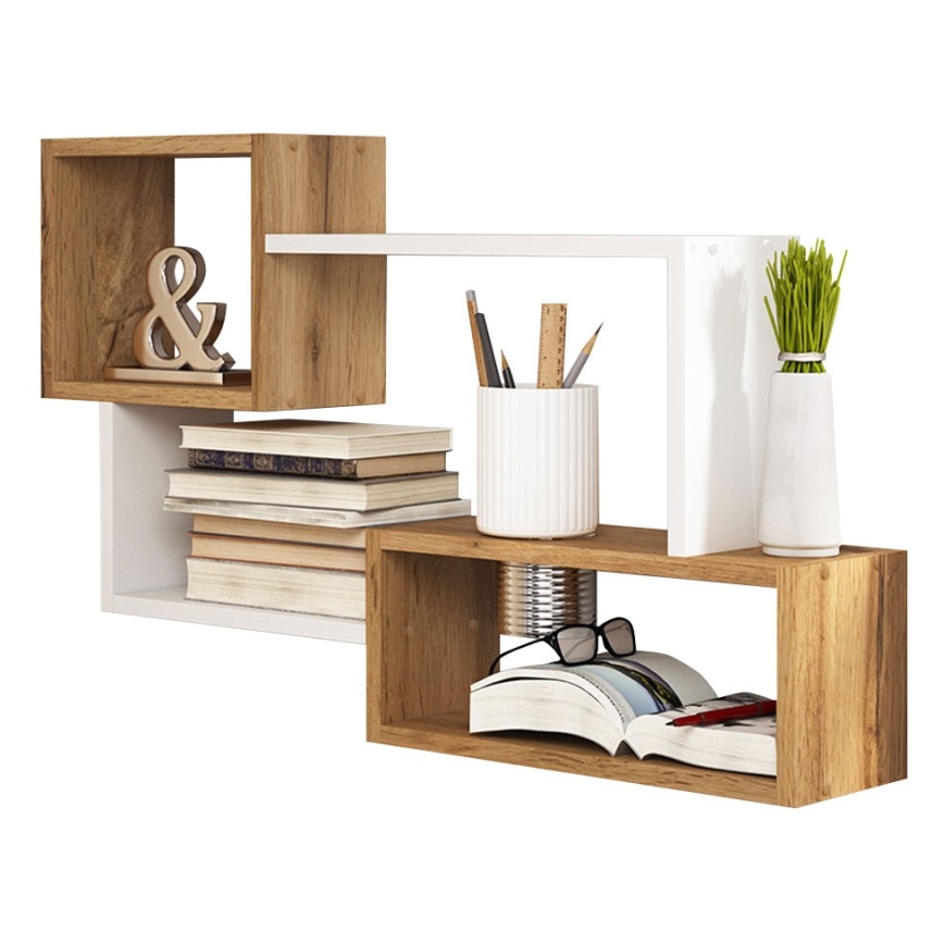 Fali polc TRIO 54x87 cm wotan tölgy/fehér