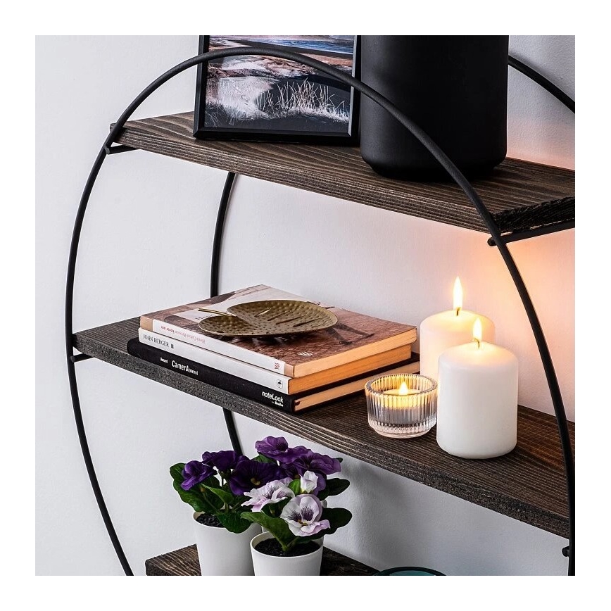 Fali polc TULIPA 60x15 cm lucfenyő/fekete