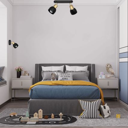 Fali spotlámpa FRESNO 1xE27/60W/230V fekete/arany