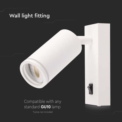 Fali spotlámpa kapcsolóval 1xGU10/35W/230V fehér