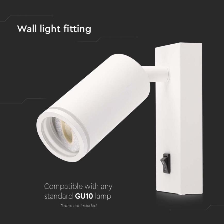 Fali spotlámpa kapcsolóval 1xGU10/35W/230V fehér