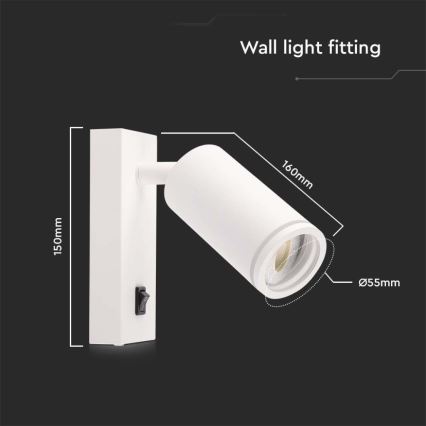 Fali spotlámpa kapcsolóval 1xGU10/35W/230V fehér