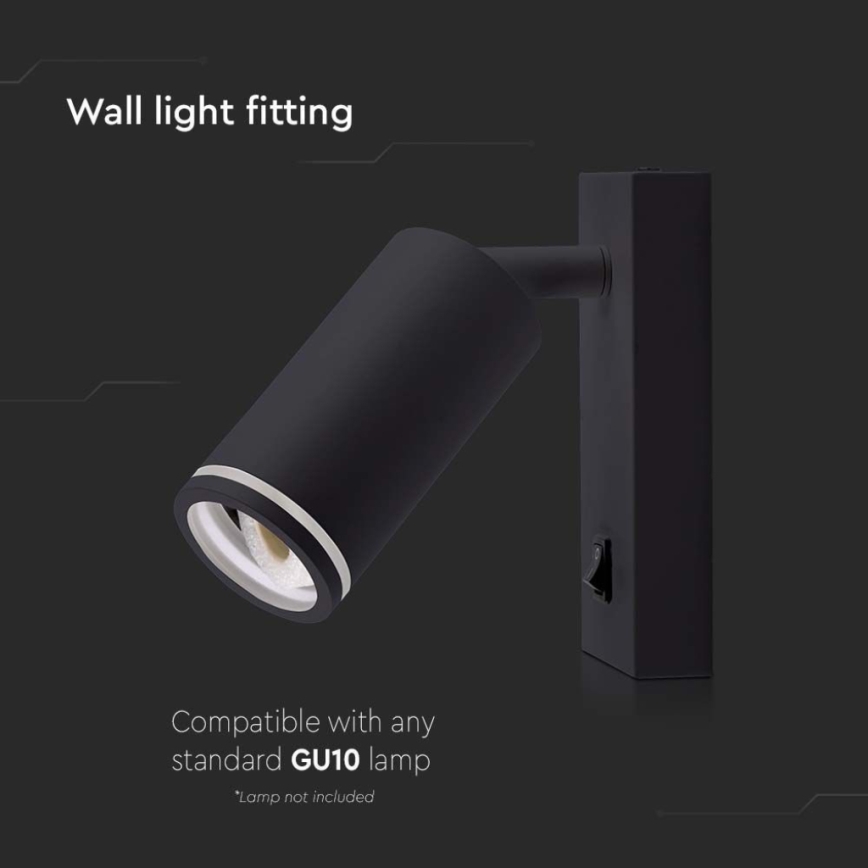 Fali spotlámpa kapcsolóval 1xGU10/35W/230V fekete