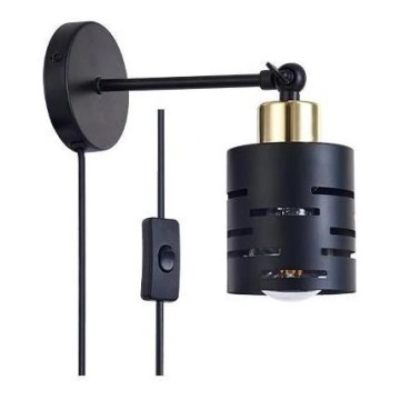 Fali spotlámpa kapcsolóval ELEN 1xE27/35W/230V fekete/arany