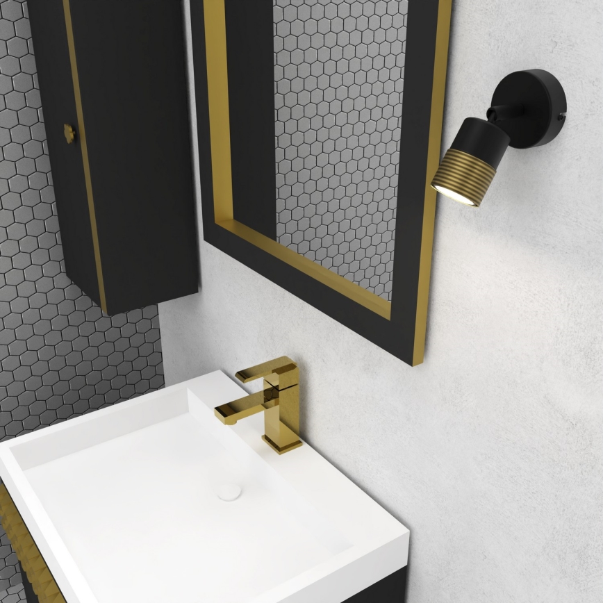 Fali spotlámpa MIZU 1xGU10/8W/230V fekete/sárgaréz