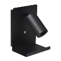 Fali spotlámpa polccal és USB töltővel 1xGU10/35W/230V fekete